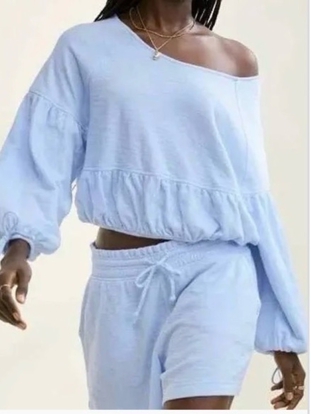 NWT aerie SET endless summer light blue top and shorts Size L